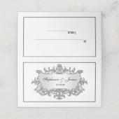 Fancy Faux Silver Filigree Lijst Escort Place Card Plaatskaartje (Buitenkant ongevouwen)