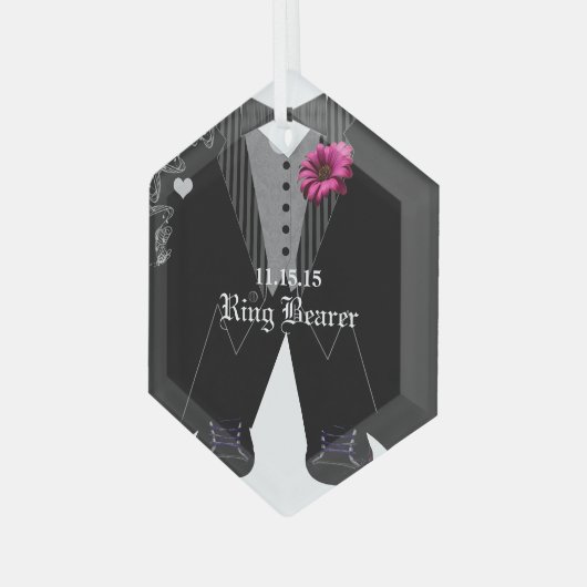 Fancy feestronddrager bruiloft kerstversiering glas ornament (Voorkant links)