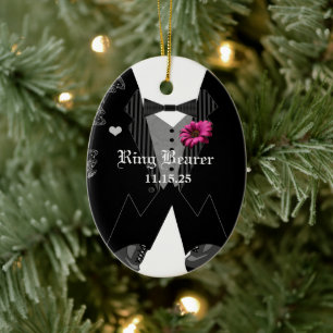 Fancy feestronddrager bruiloft kerstversiering keramisch ornament
