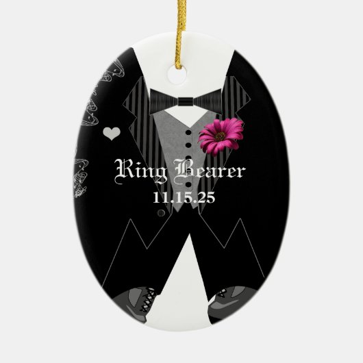 Fancy feestronddrager bruiloft kerstversiering keramisch ornament (Voorkant)