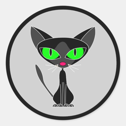 Fancy Feline Black Cat Stickers (Voorkant)