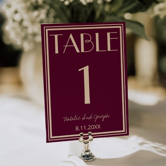 Fancy Fig Beige Old Money Wedding Table Number Kaart