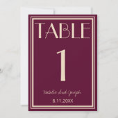 Fancy Fig Beige Old Money Wedding Table Number Kaart (Voorkant)