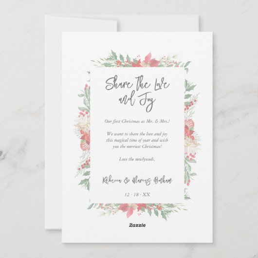 Fancy First Christmas Poinsettias Frame Photo Feestdagenkaart (Achterkant)