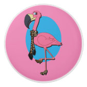 Fancy Flamingo Ceramic Knob. Keramische Knop (Voorkant)