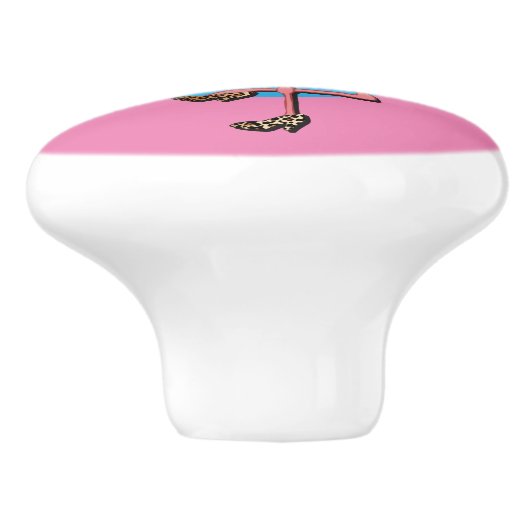 Fancy Flamingo Ceramic Knob. Keramische Knop (Zijkant)