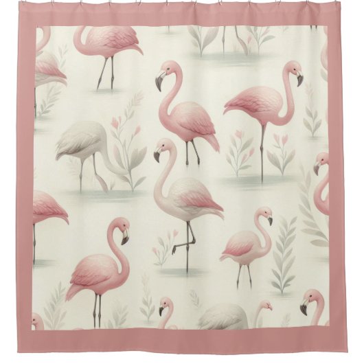 Fancy Flamingo Douchegordijn (Voorkant)
