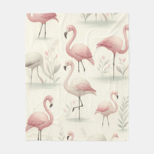 Fancy Flamingo Fleece Deken (Voorkant)