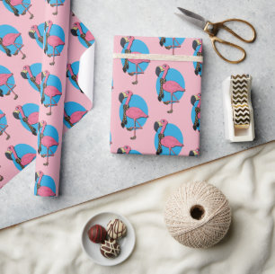 Fancy Flamingo Glossy Wrapping Paper, 30" x 6" Cadeaupapier