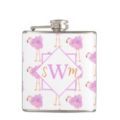 Fancy Flamingo Monogrammed Flask Heupfles (Voorkant)