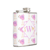 Fancy Flamingo Monogrammed Flask Heupfles (Rechts)