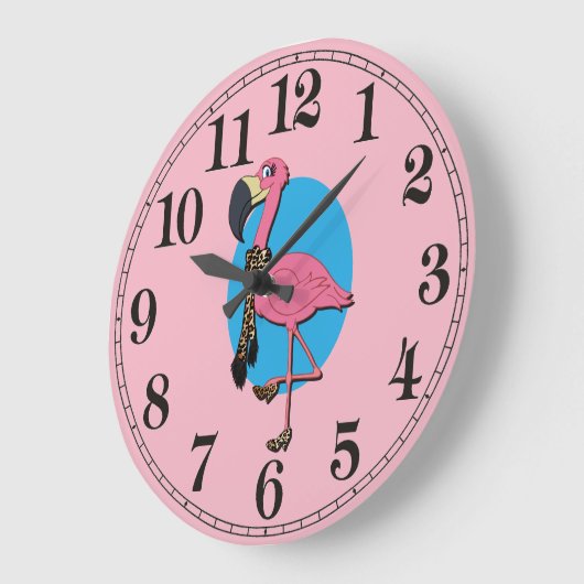 Fancy Flamingo Ronde (Grote) Wandklok (Hoek)