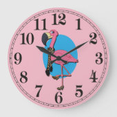 Fancy Flamingo Ronde (Grote) Wandklok (Voorkant)
