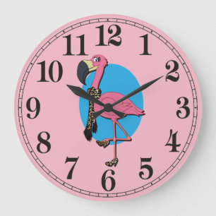 Fancy Flamingo Ronde (Grote) Wandklok