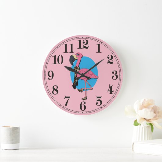Fancy Flamingo Ronde (Grote) Wandklok (Huis)