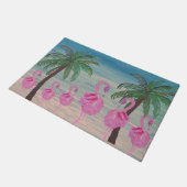 Fancy flamingo's en palmbomen tropisch deurmat (Schuin)
