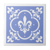 Fancy Fleur De Lis Blue Tegeltje (Voorkant)