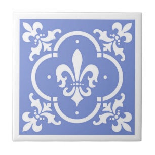Fancy Fleur De Lis Blue Tegeltje
