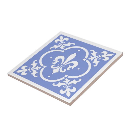 Fancy Fleur De Lis Blue Tegeltje (Zijkant)