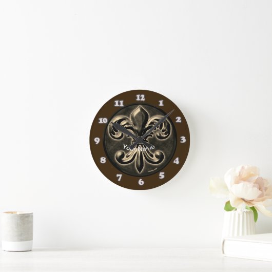 Fancy Fleur De Lis Clock Ronde Klok (Huis)
