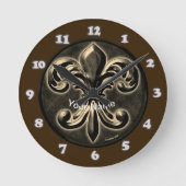 Fancy Fleur De Lis Clock Ronde Klok (Voorkant)