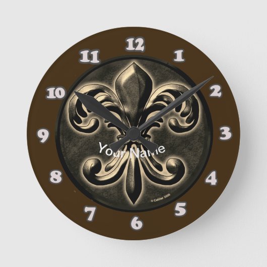 Fancy Fleur De Lis Clock Ronde Klok (Voorkant)