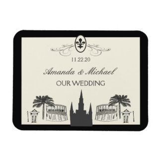 Fancy Fleur de Lis New Orleans Scene Magneet