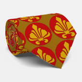 Fancy Fleur De Lis Red en Gold Stropdas (Opgerold)