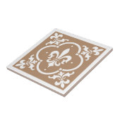 Fancy Fleur De Lis Tan Tegeltje (Zijkant)