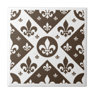 Fancy Fleur De Lis Tan Tegeltje