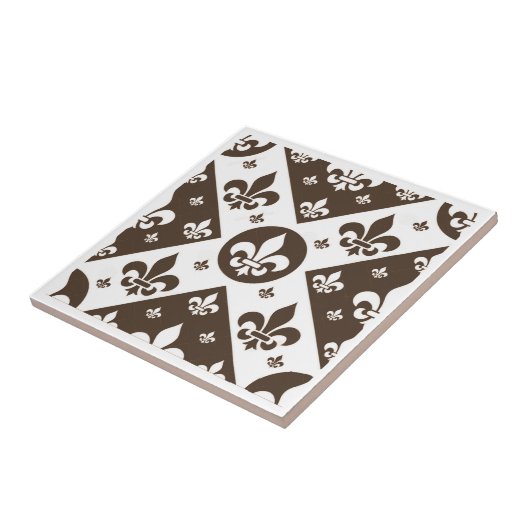 Fancy Fleur De Lis Tan Tegeltje (Zijkant)