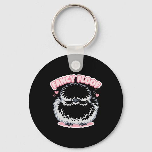 Fancy Floof Zijdehen Kip Cute Fluffy Hen Grafisch Sleutelhanger (Voorkant)