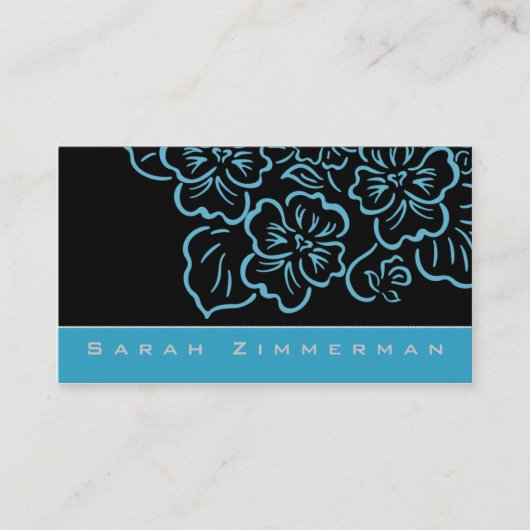 Fancy Floral Aqua Visitekaartje (Voorkant)