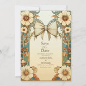 Fancy Floral Art Nouveau bruiloft Save The Date (Voorkant)