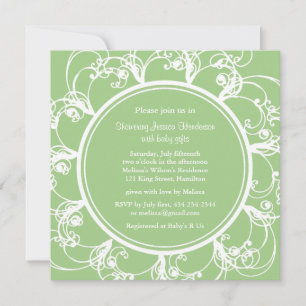 Fancy Floral Baby shower Invite (groen) Kaart