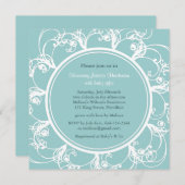 Fancy Floral Baby shower Invite (turquoise) Kaart (Voorkant / Achterkant)