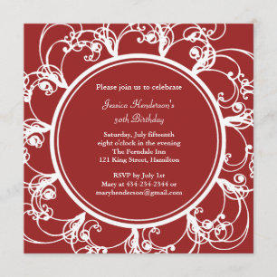 Fancy Floral Birthday Invite (rood) Kaart