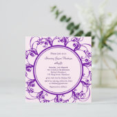 Fancy Floral Bridal Shower Invitation (paars) Kaart (Staand voorkant)