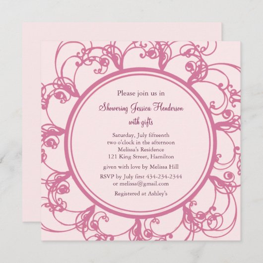 Fancy Floral Bridal Shower Kaart (Voorkant / Achterkant)