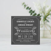 Fancy Floral Chalkboard Wedding Invitations Kaart (Staand voorkant)