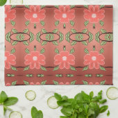 Fancy Floral Coral en Peach Theedoek (Gevouwen)