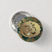 Fancy Floral Gold Om Ronde Button 3,2 Cm (Voorkant /achterkant)