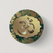 Fancy Floral Gold Om Ronde Button 3,2 Cm (Voorkant)