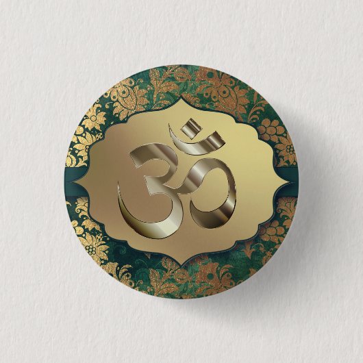 Fancy Floral Gold Om Ronde Button 3,2 Cm (Voorkant)