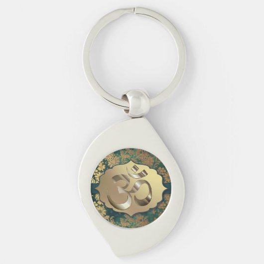 Fancy Floral Gold Om Sleutelhanger (Voorkant)
