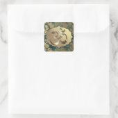 Fancy Floral Gold Om Vierkante Sticker (Tas)