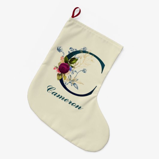 Fancy Floral Letter 'C' Grote Kerstsok (Voorkant (Hangend))