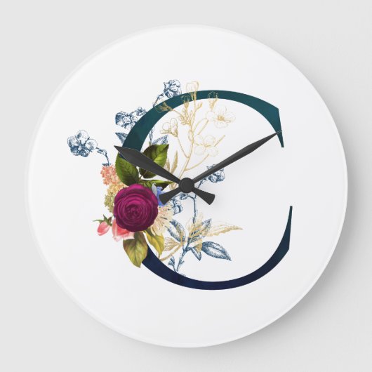Fancy Floral Letter 'C' Grote Klok (Voorkant)
