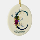 Fancy Floral Letter 'C' Keramisch Ornament (Rechts)
