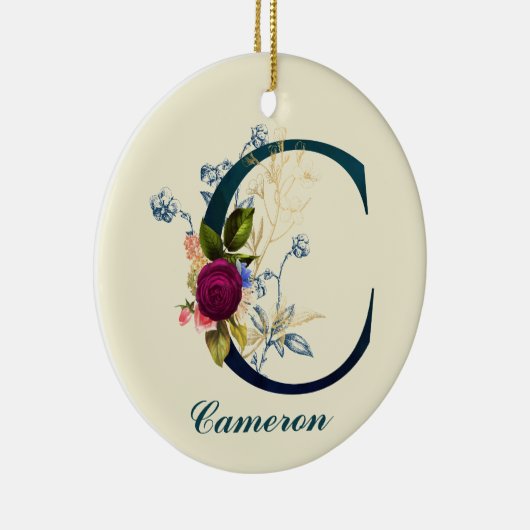 Fancy Floral Letter 'C' Keramisch Ornament (Rechts)